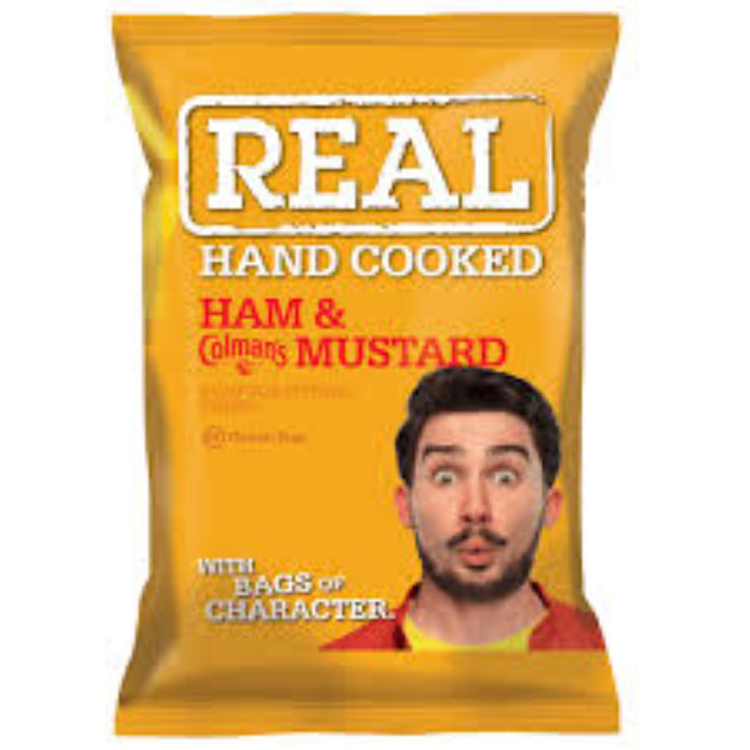 REAL HAM & ENGLISH MUSTARD CRISPS 150G